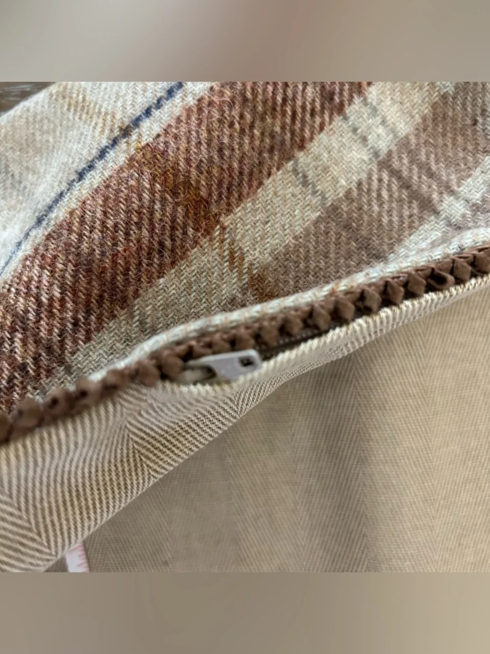 VTG Ethan Allen Tartan Plaid Wool Cotton Euro Sham Set of 2  25x25 Made in USA